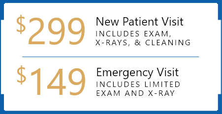 $99 New Patient Visit stamp / $49 Emergency Visit Stamp